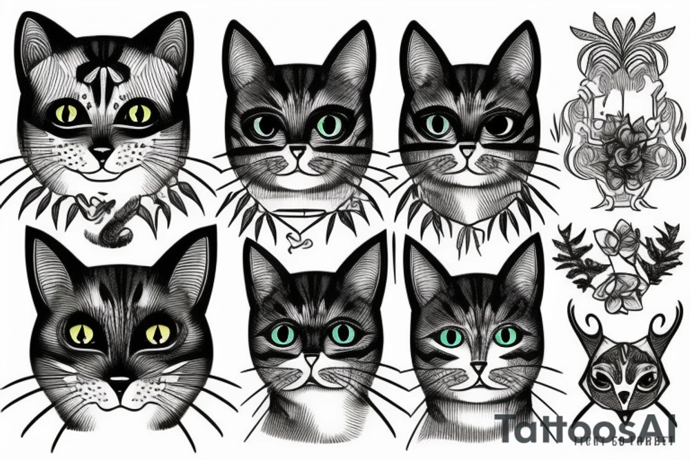 Cat hide in the forest tattoo idea