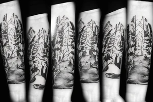 Cat hide in the forest tattoo idea