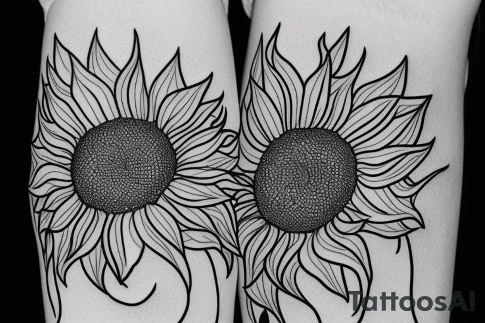 line drawing of a sunflower tattoo idea