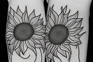 line drawing of a sunflower tattoo idea