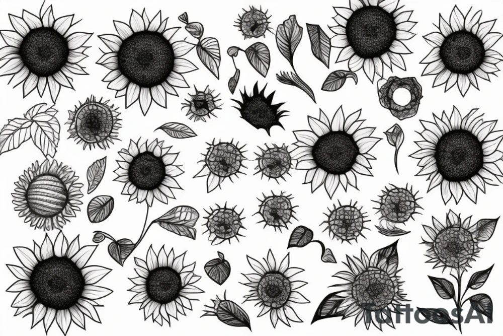 line drawing of a sunflower tattoo idea