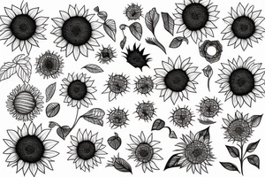 line drawing of a sunflower tattoo idea