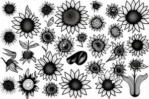 line drawing of a sunflower tattoo idea
