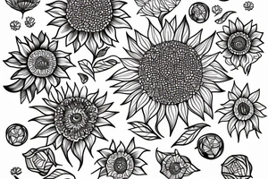 line drawing of a sunflower tattoo idea