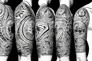 Snowboarder, mountain, birds, sky with planets, starsigns, lion tattoo idea