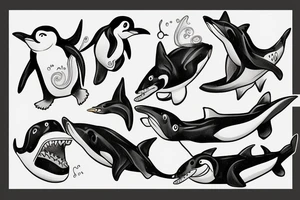 Penguin in sharksuit tattoo idea