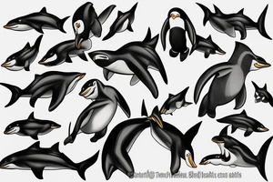 Penguin in sharksuit tattoo idea