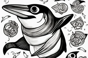 Penguin in sharksuit tattoo idea
