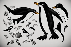 Penguin in sharksuit tattoo idea