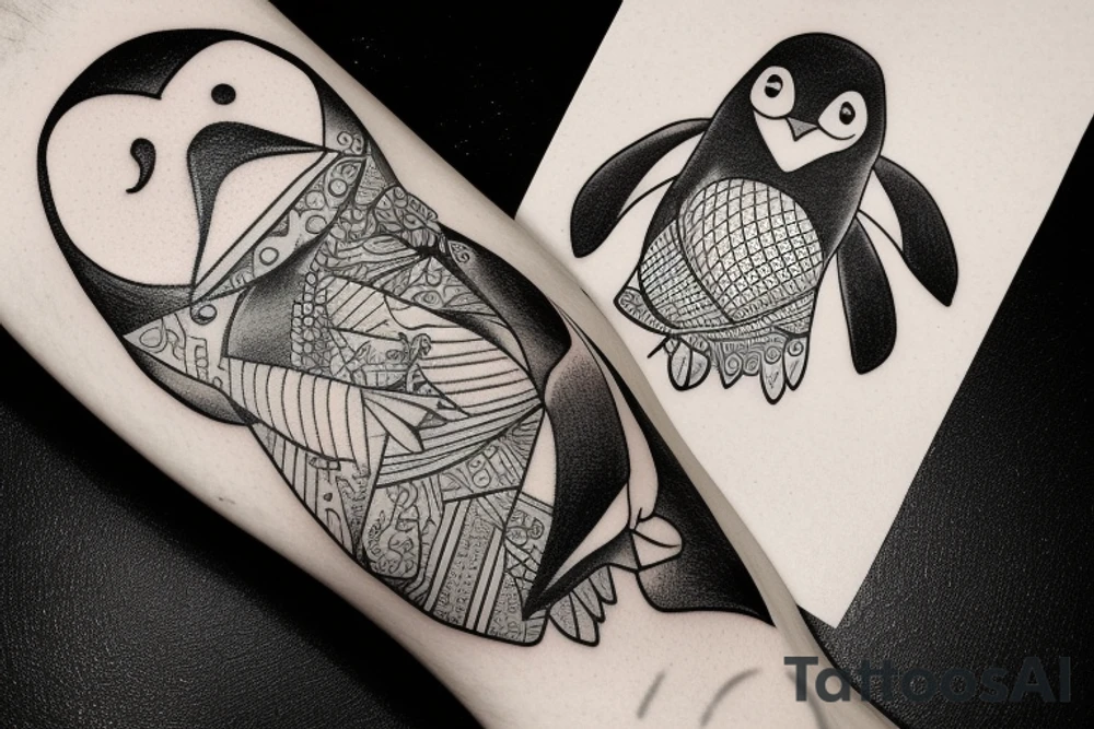 Penguin in sharksuit tattoo idea