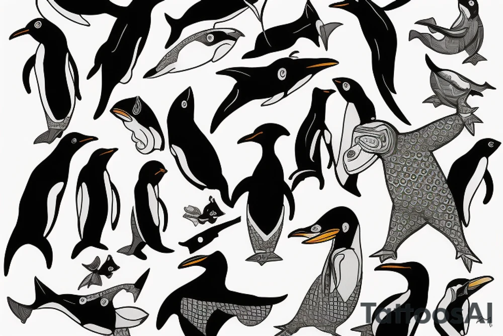 Penguin in sharksuit tattoo idea