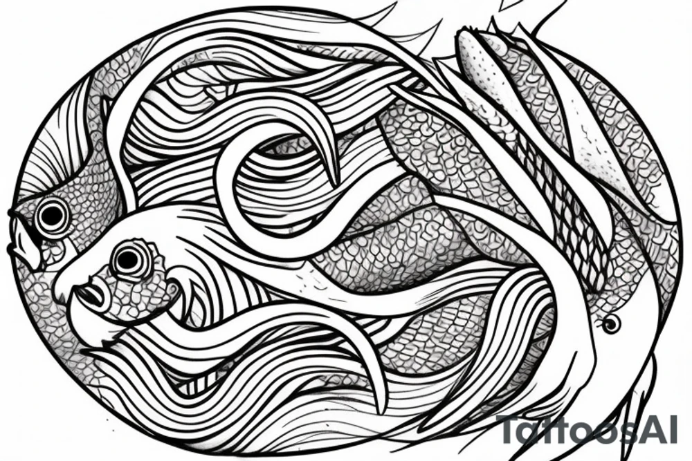 Two kois swimming in a circle tattoo idea