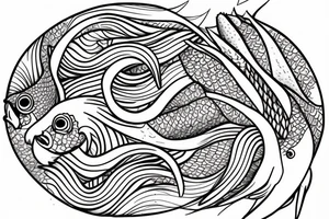 Two kois swimming in a circle tattoo idea