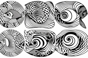 Two kois swimming in a circle tattoo idea