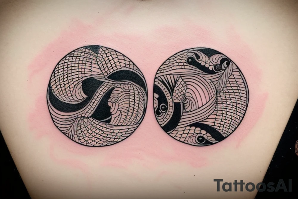 Two kois swimming in a circle yin and yang tattoo idea