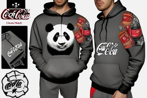 Panda wearing a adidas hoodie holding a can of coca cola tattoo idea