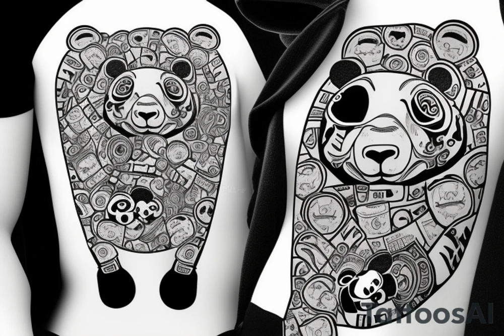 Panda wearing a hoodie holding a coca cola tattoo idea