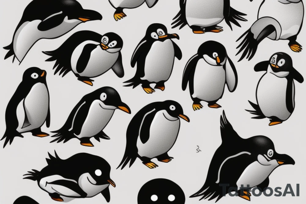 Cute penguin tattoo idea
