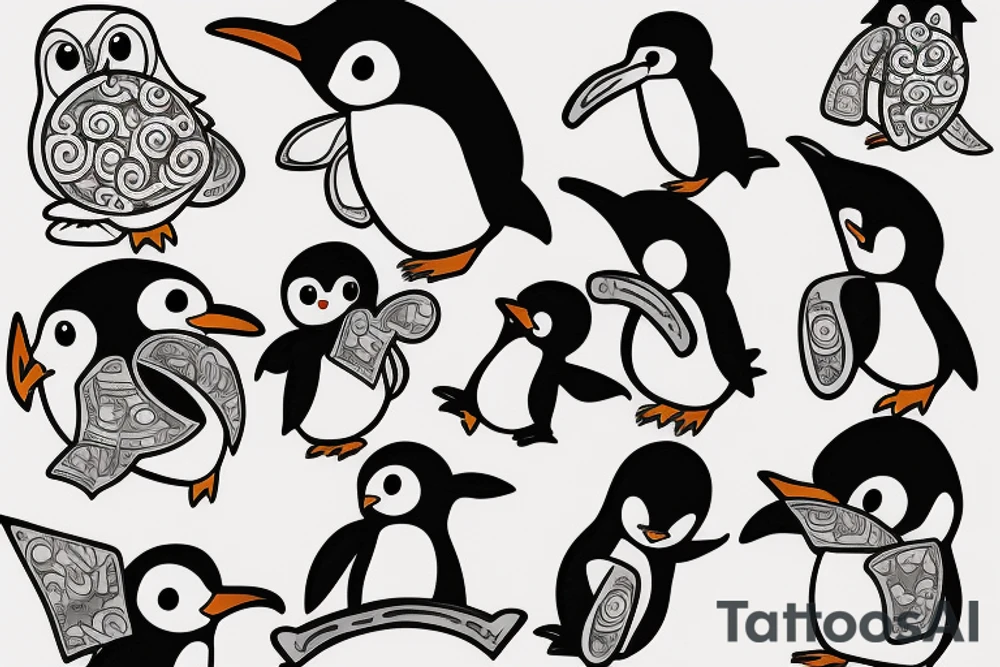 Cute penguin tattoo idea