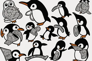 Cute penguin tattoo idea