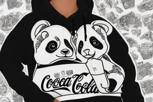 Panda wearing hoodie holding coca cola tattoo idea