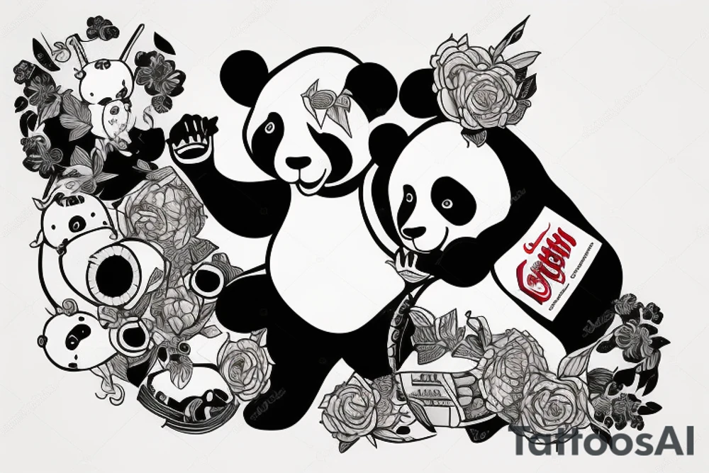 Panda holding coca cola tattoo idea