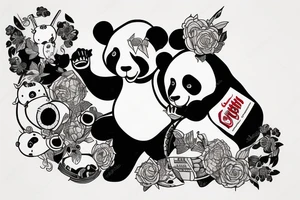 Panda holding coca cola tattoo idea