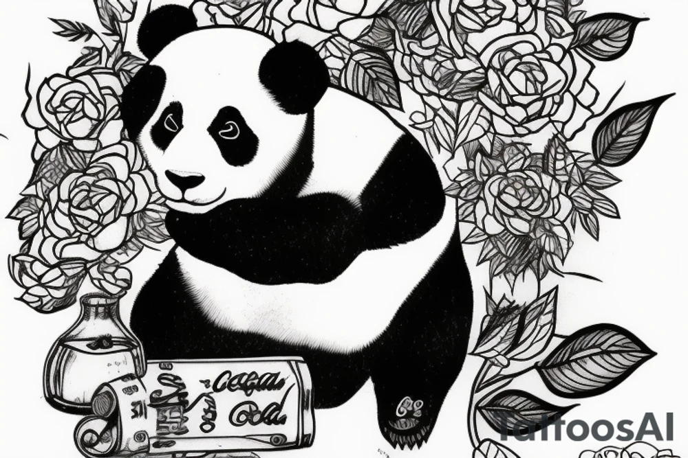 Panda holding coca cola tattoo idea