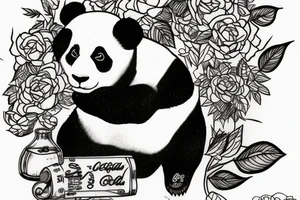 Panda holding coca cola tattoo idea