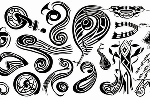 2 bass clef notes combined tribal musical tattoo idea