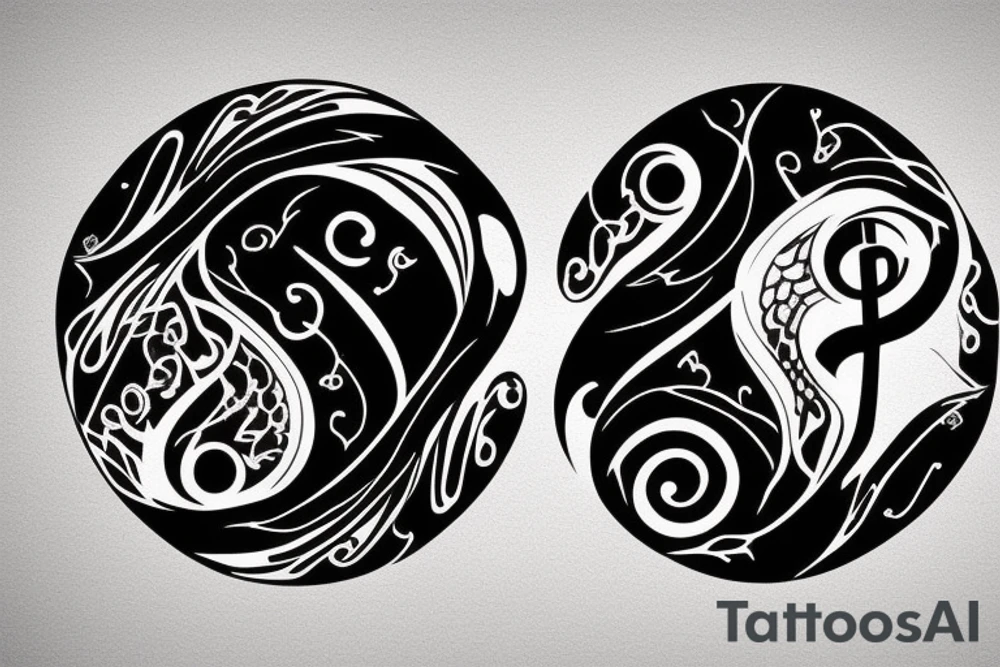 2 bass clef notes circling into each other similar to a yin yang, make it very clear its a bass clef don't over complicate super simple tattoo idea