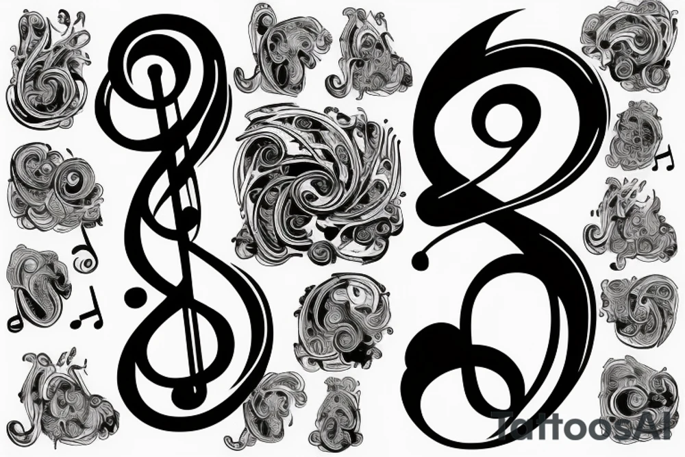 bass clef musical tattoo idea