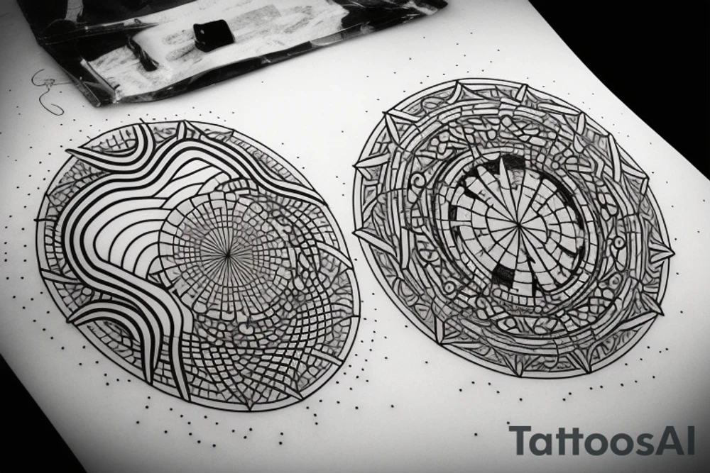 Astronaut, space, sacred geometry, music, wave form, lunar cycle, time, alone tattoo idea