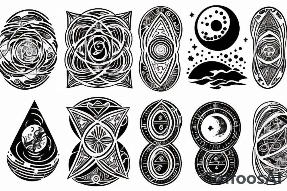 Astronaut, space, sacred geometry, music, wave form, lunar cycle, time, alone tattoo idea