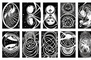 Astronaut, space, sacred geometry, music, wave form, lunar cycle, time, alone tattoo idea
