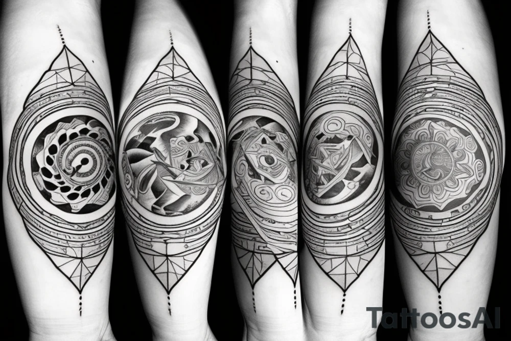 Astronaut, space, sacred geometry, music, wave form, lunar cycle, time, alone tattoo idea