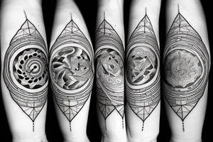 Astronaut, space, sacred geometry, music, wave form, lunar cycle, time, alone tattoo idea