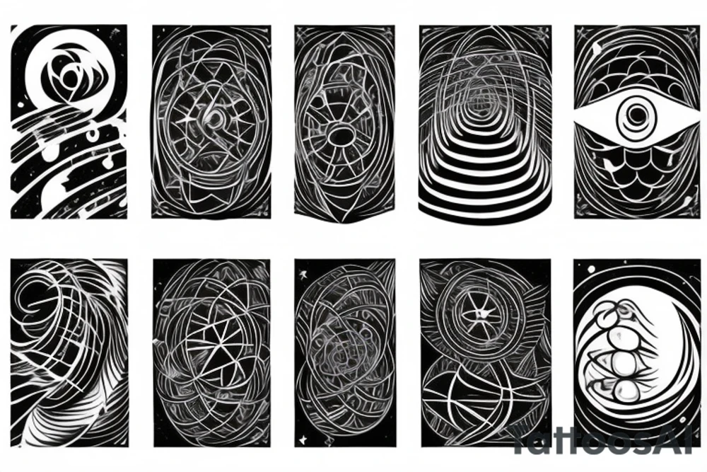 Astronaut, space, sacred geometry, music, wave form tattoo idea