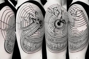 Astronaut, space, sacred geometry, music, wave form tattoo idea
