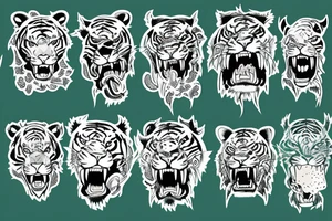 Green sabertooth tiger jumping through space tattoo idea