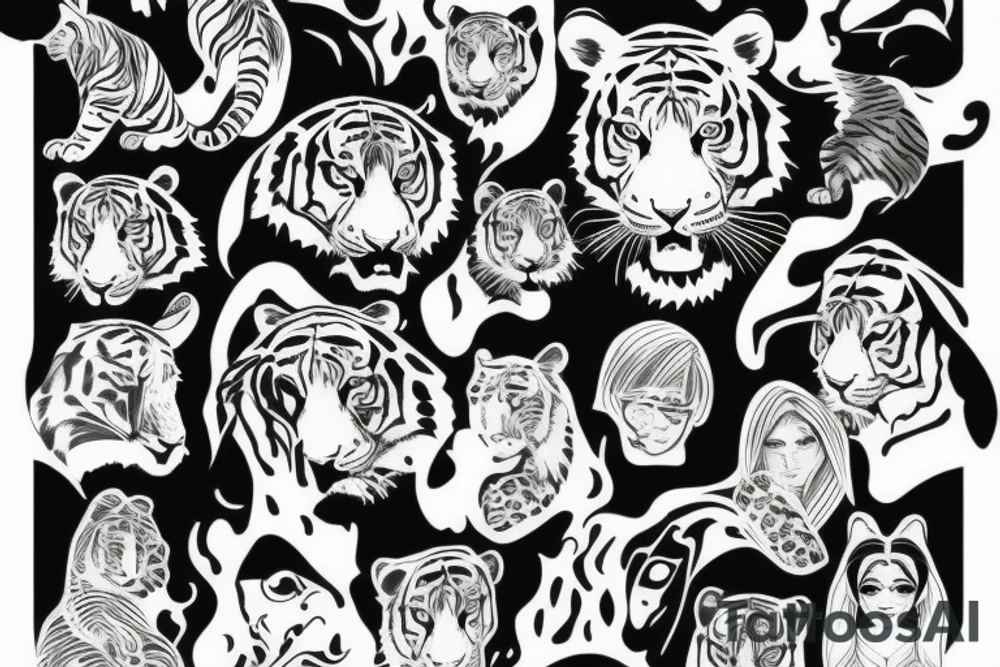 woman and tiger tattoo idea