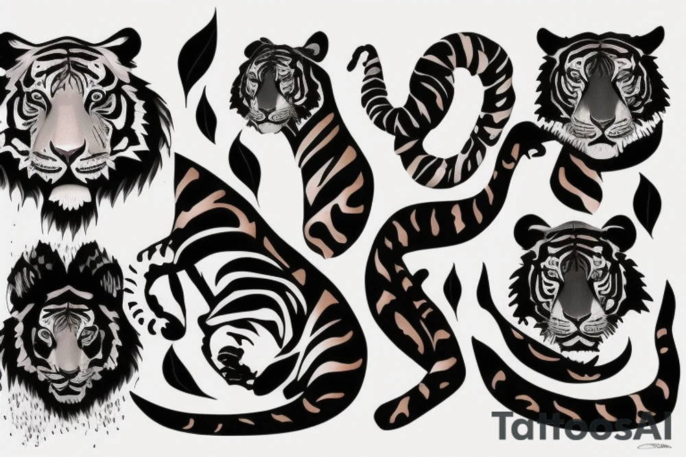 Beautiful woman and tiger tattoo idea
