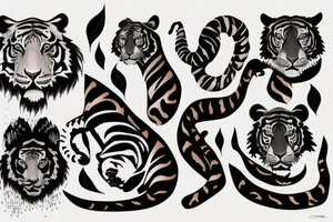 Beautiful woman and tiger tattoo idea
