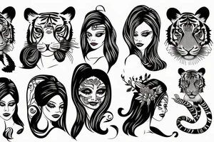 Beautiful woman and tiger tattoo idea