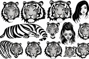 Beautiful woman’s body and tiger and stars tattoo idea