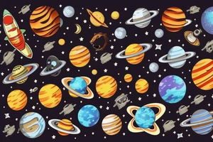 Outer space and tiger and planets tattoo idea