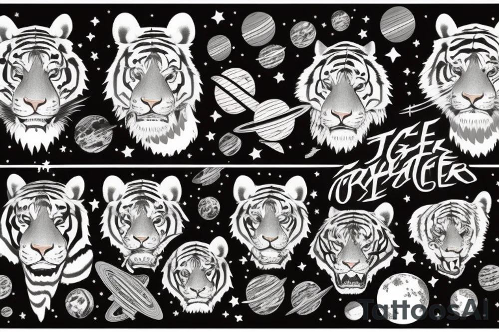 Outer space and tiger tattoo idea