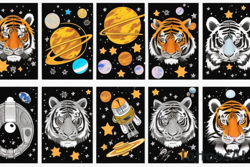 Outer space and tiger tattoo idea