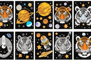 Outer space and tiger tattoo idea