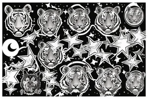 Stars and tiger tattoo idea